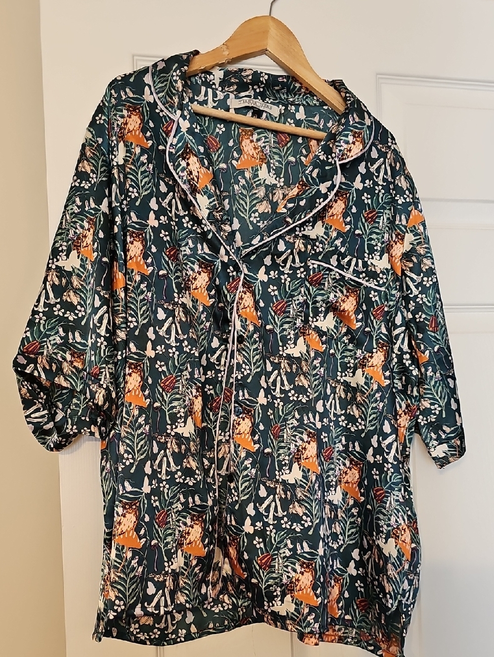 Their Nibs Floral Pj Top in Teal and Pink